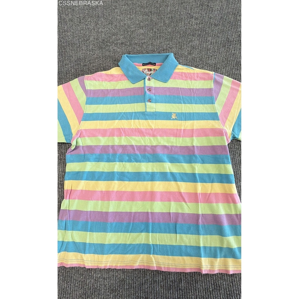 Coogi Men's Vintage Y2K Pastel Striped Mercerized Cotton Polo Shirt Sz 3XL